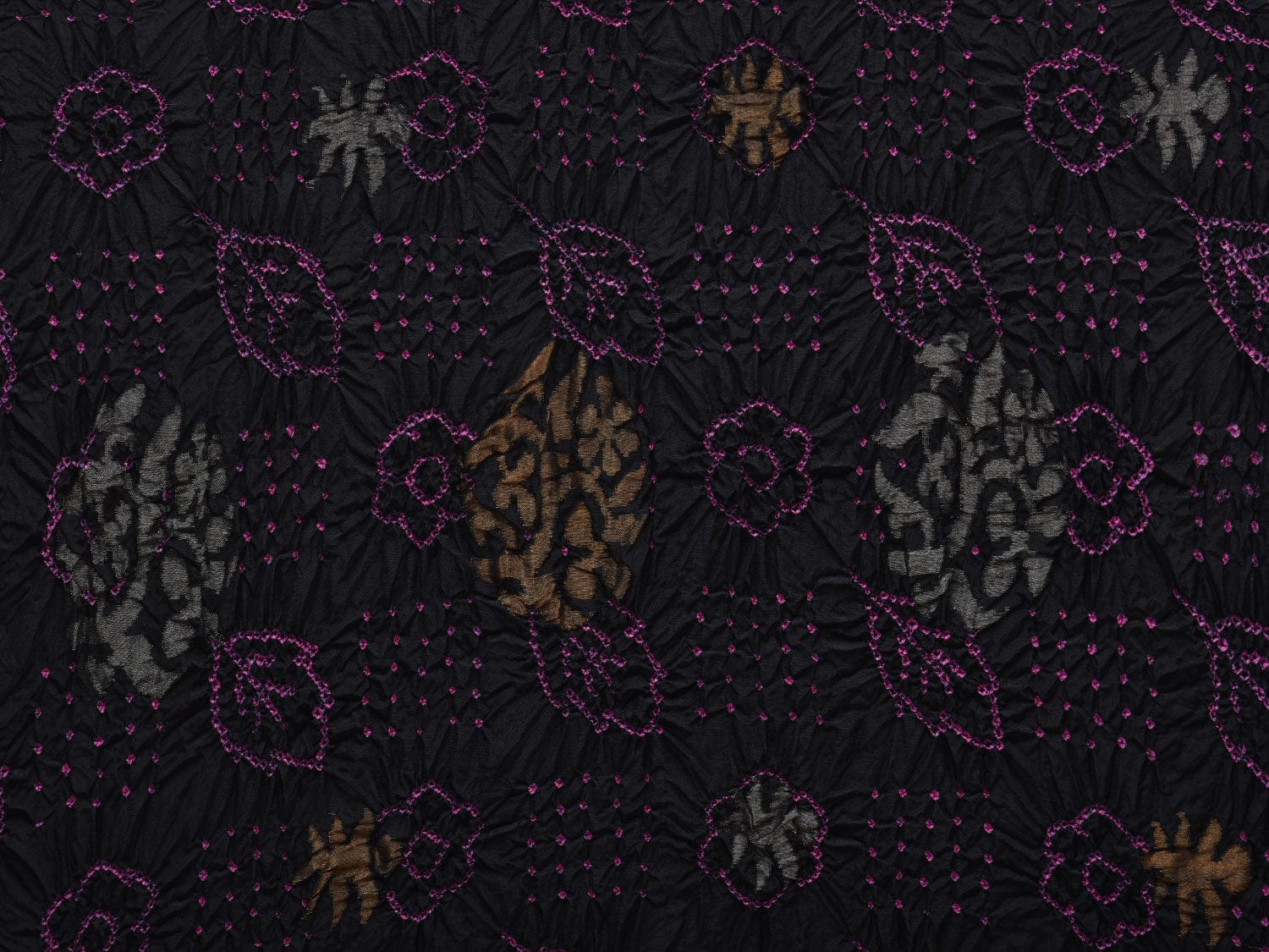 Black Bandhani Uppada Silk Handloom Saree with Nilambari Buta Design No Blouse bn0368