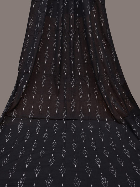Black Ikat Cotton Handloom 2.5mts Fabric with All Over Buta Design f0263