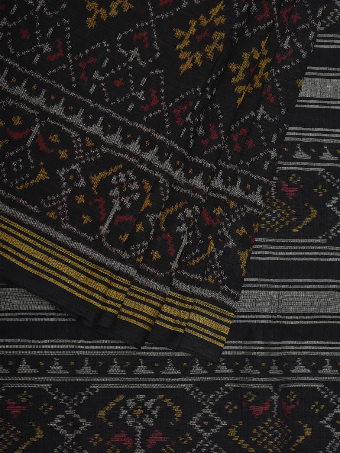 Black Ikat Cotton Handloom Saree with All Over Design i0730