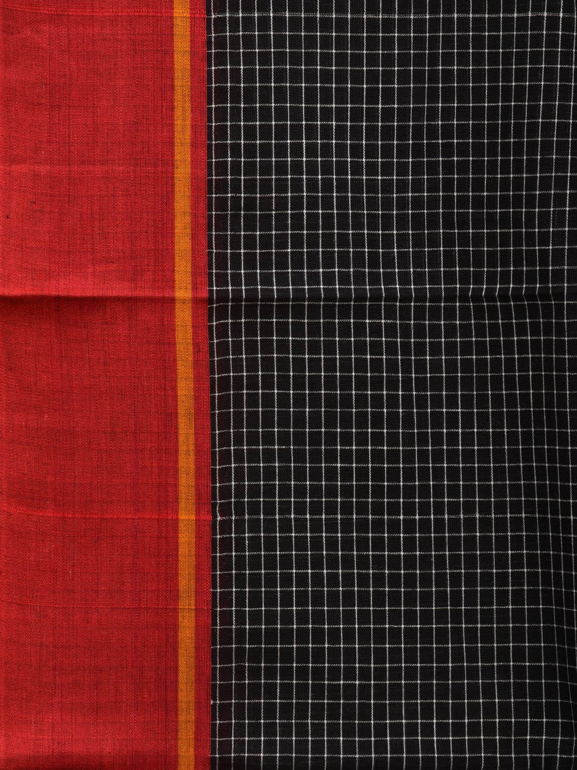 Black ilkal Cotton Handloom Saree with Checks and Ganga-Jamuna Border Design No Blouse o0332