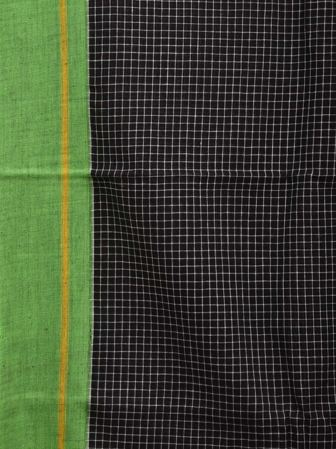 Black ilkal Cotton Handloom Saree with Checks and Ganga-Jamuna Border Design No Blouse o0333