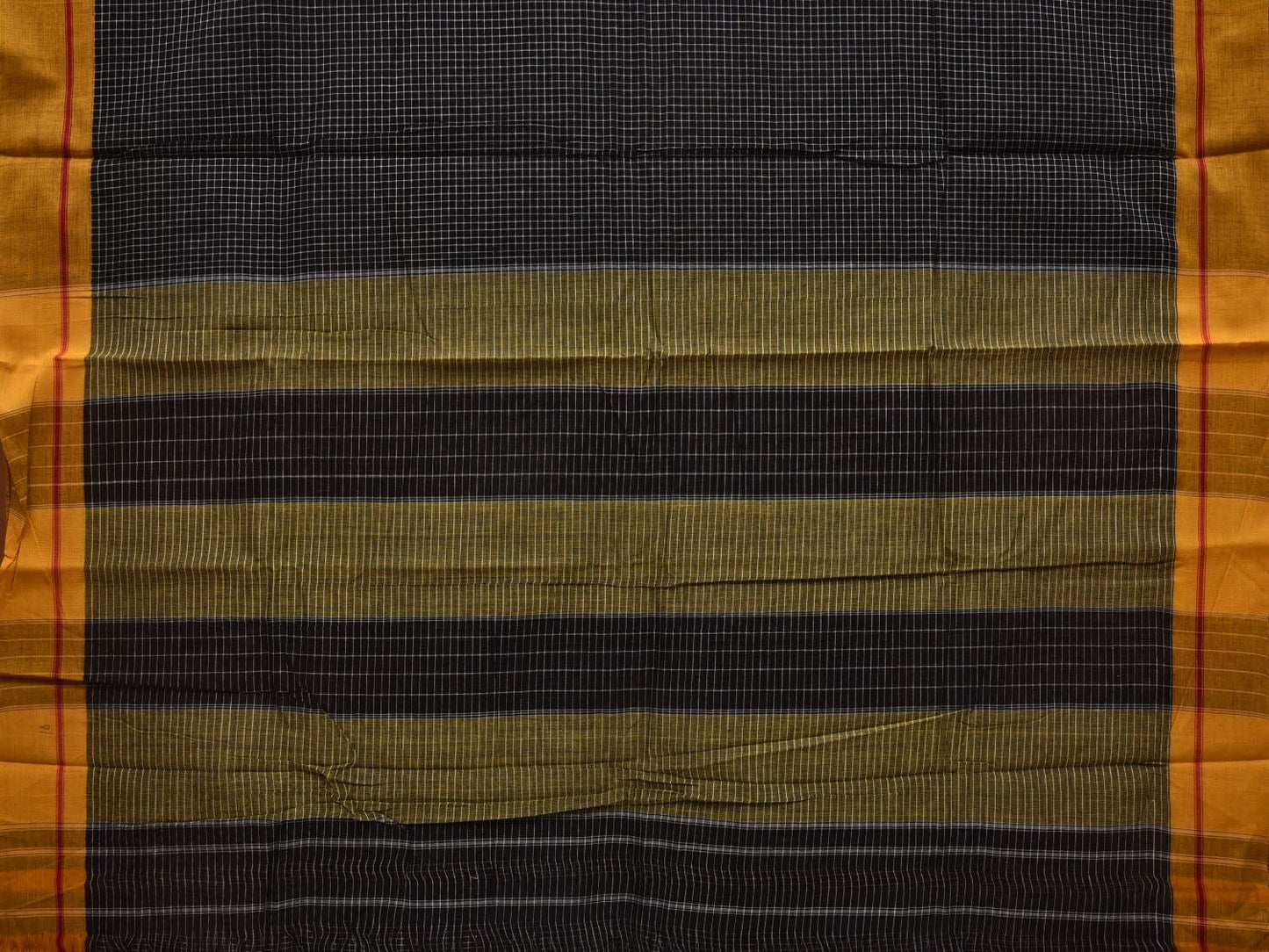 Black ilkal Cotton Handloom Saree with Checks Design No Blouse o0328