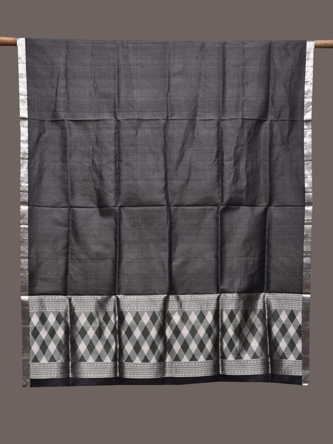 Black Kanchipuram Silk Handloom Dupatta with Doby Border Design ds2254