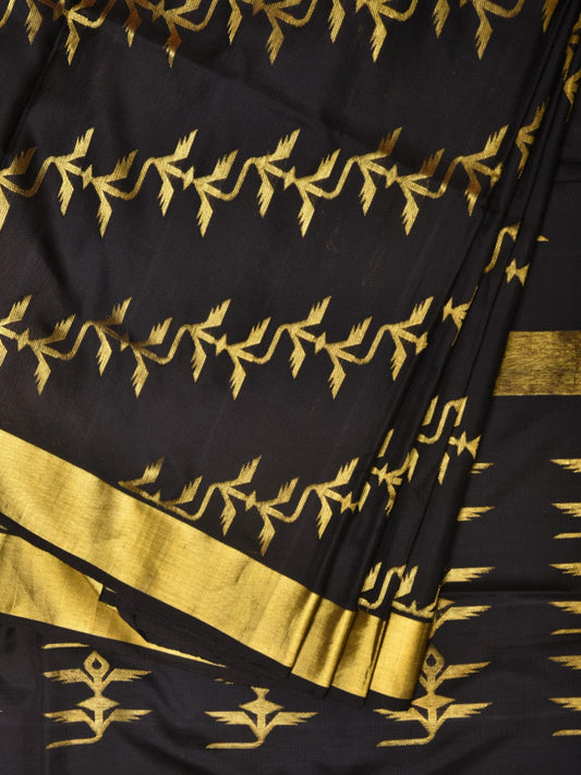 Black Kanchipuram Silk Handloom Saree with All Over Diagonal Design o0453
