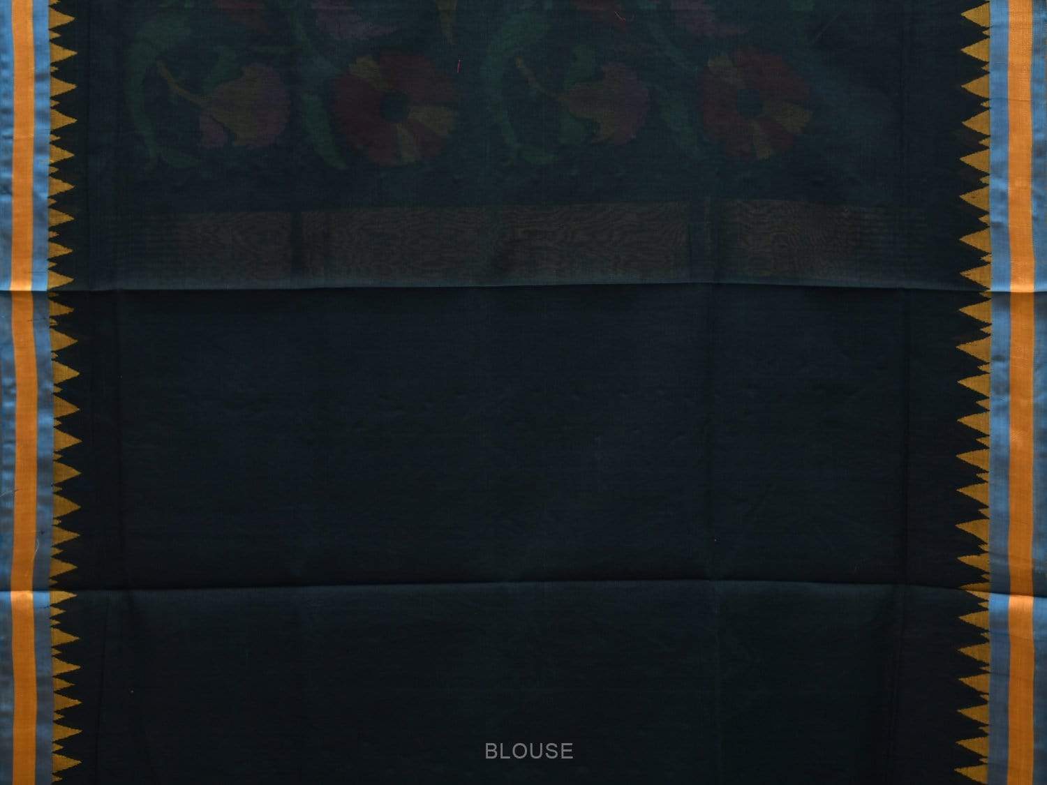 Black Khadi Cotton Handloom Plain Saree with Pallu Design kh0529