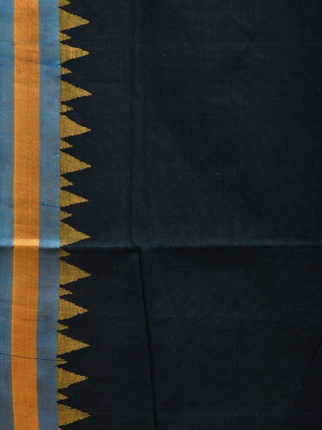 Black Khadi Cotton Handloom Plain Saree with Pallu Design kh0529