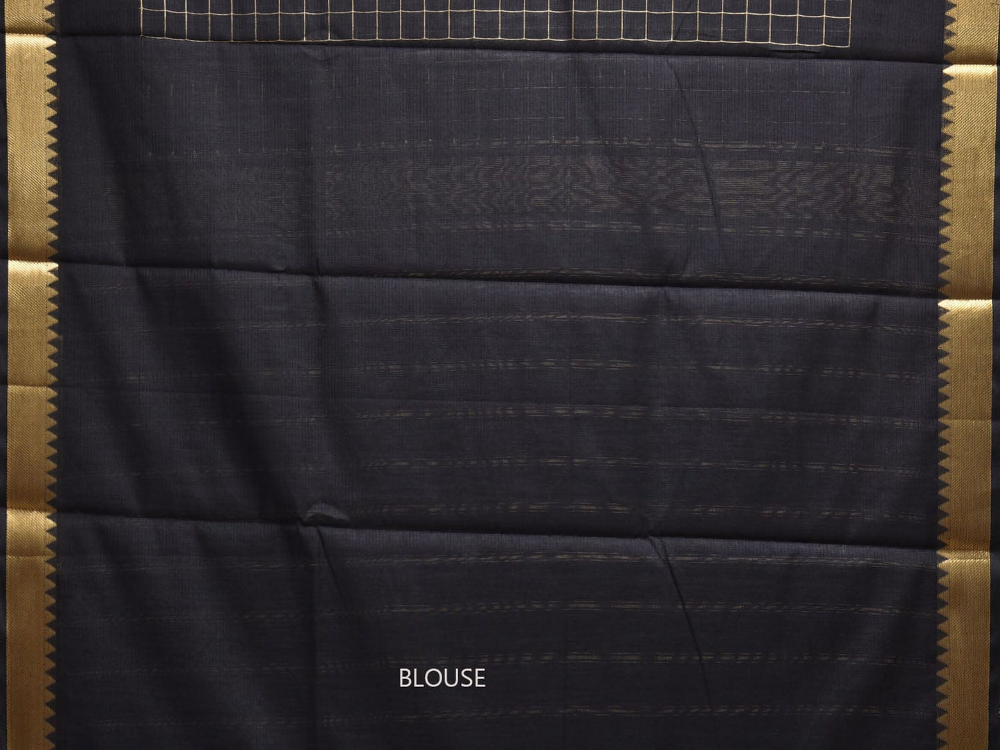 Black Mangalgiri Cotton Handloom Saree with Checks Design mn0105