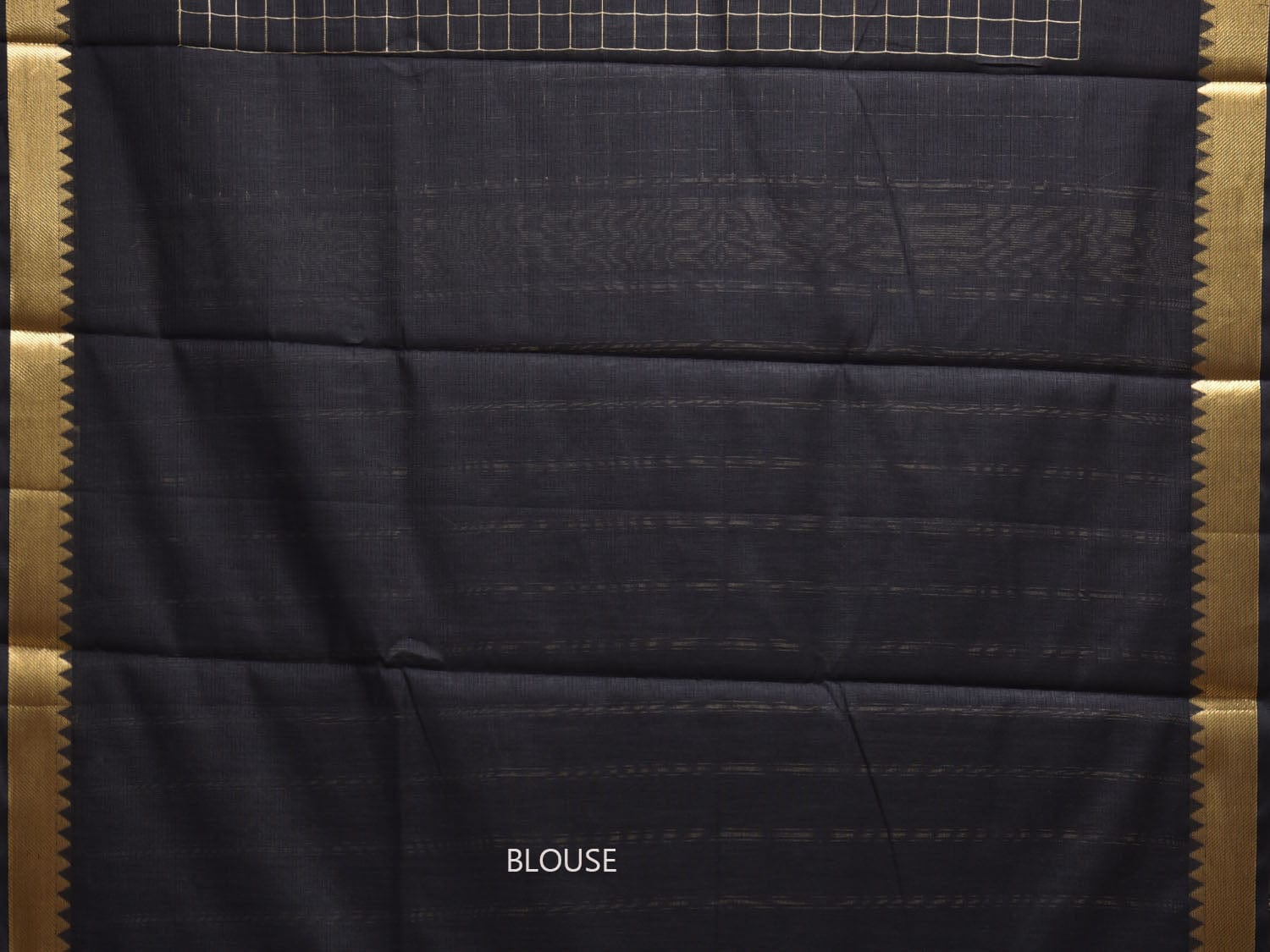 Black Mangalgiri Cotton Handloom Saree with Checks Design mn0105
