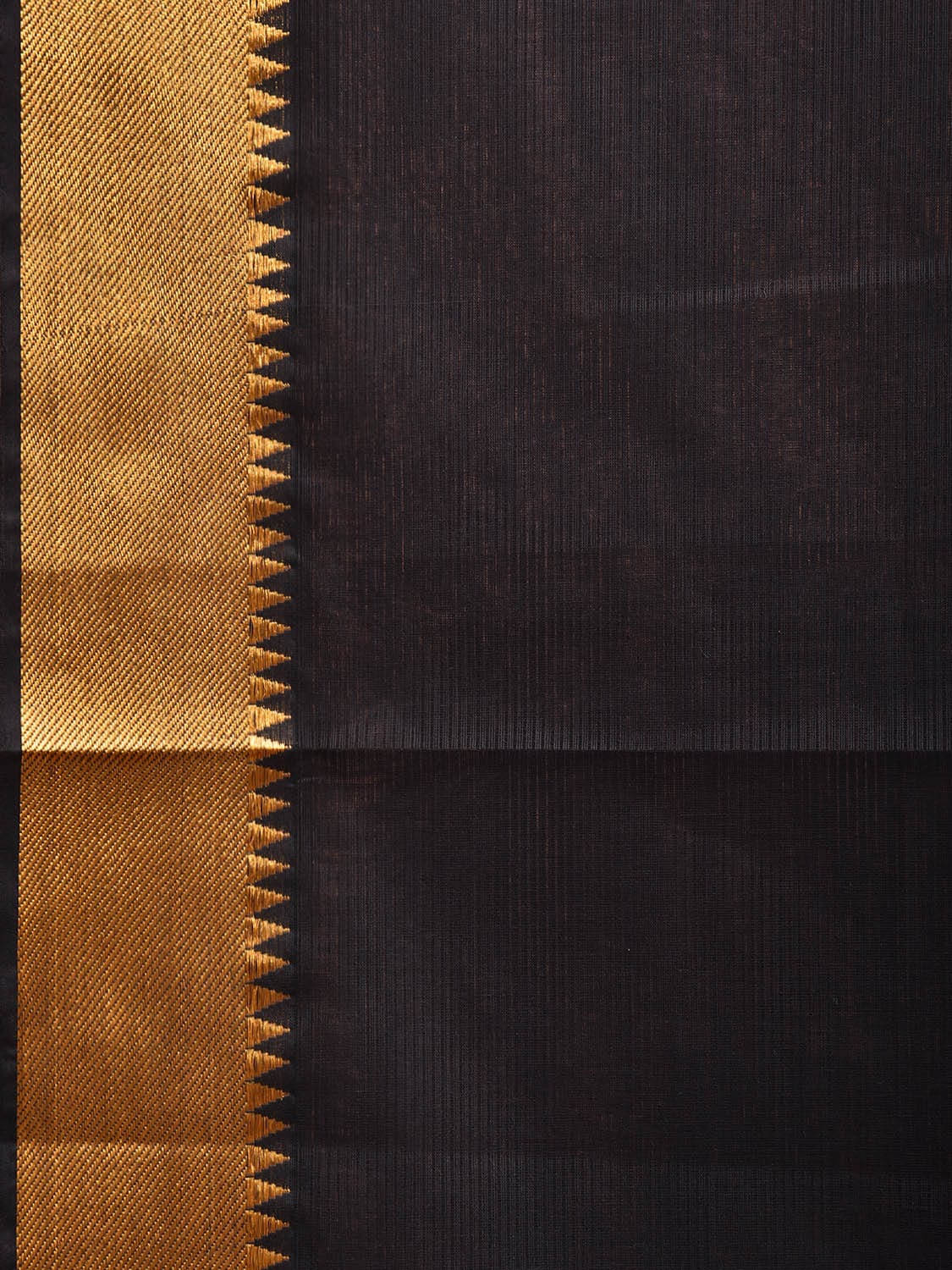 Black Mangalgiri Cotton Handloom Saree with Strips and Zari Border Design No Blouse mn0081