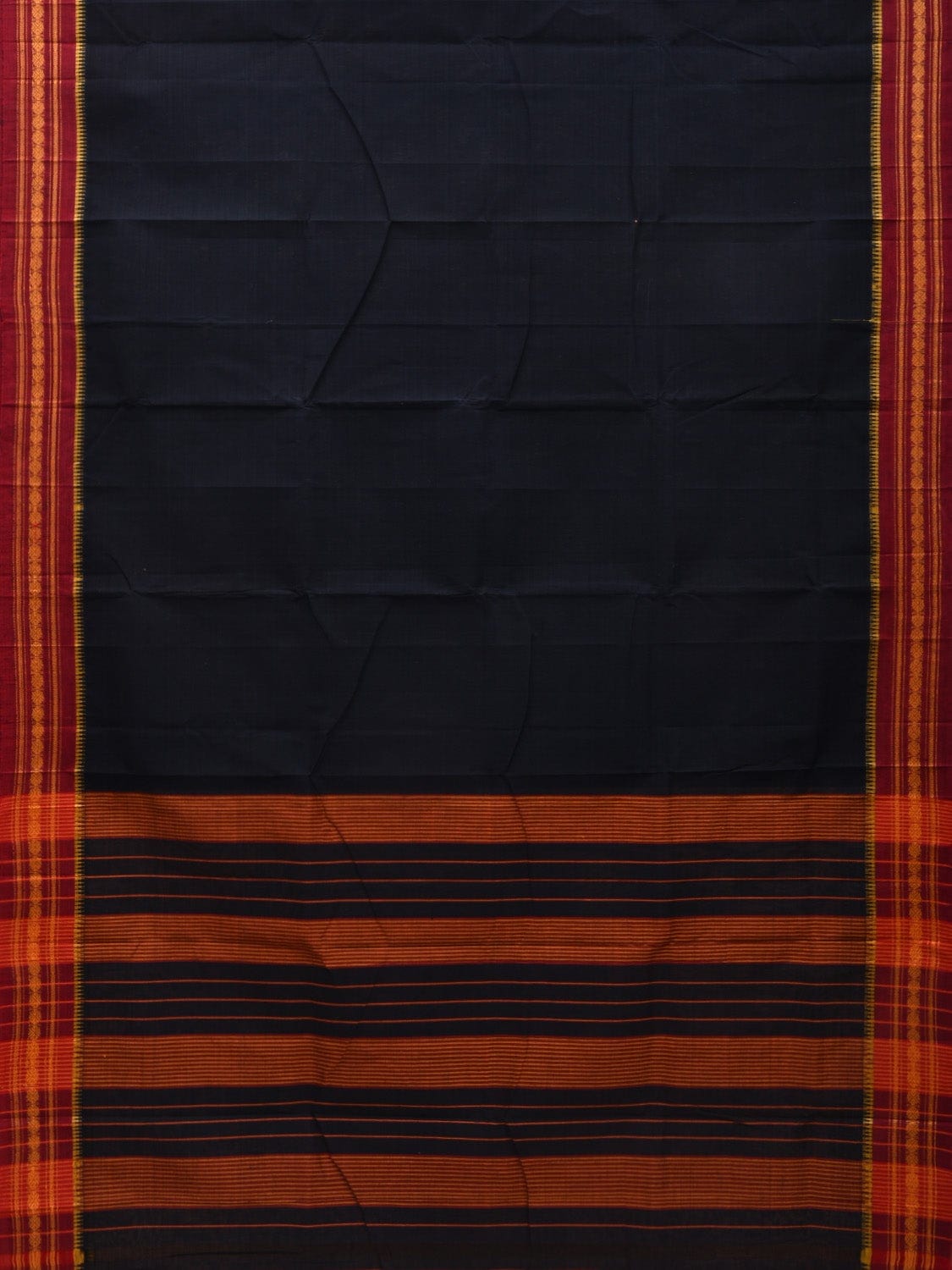 Black Narayanpet Cotton Handloom Plain Saree with Border Design No Blouse np0525
