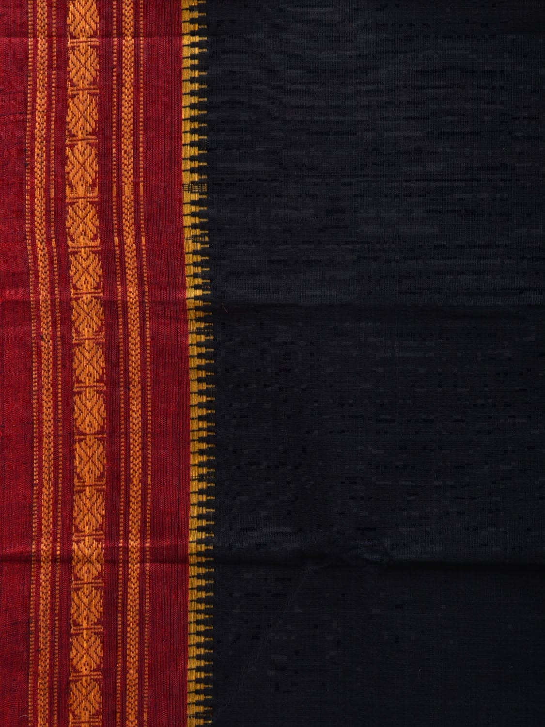 Black Narayanpet Cotton Handloom Plain Saree with Border Design No Blouse np0525