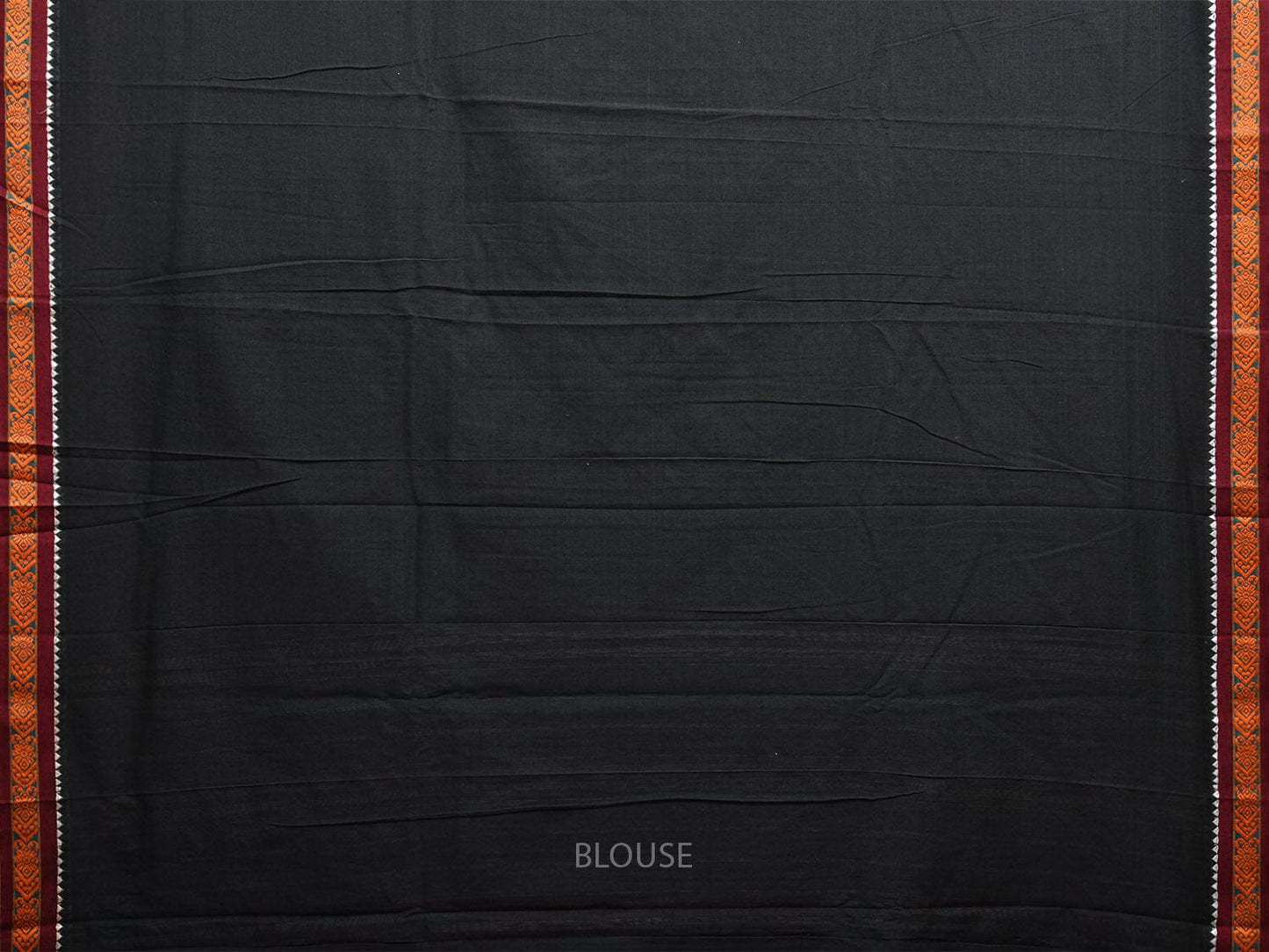 Black Narayanpet Cotton Handloom Plain Saree with Small Border and Strips Pallu Design np1044