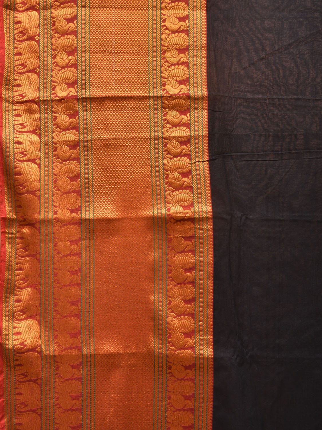 Black Narayanpet Cotton Handloom Saree with Big Border Design np0720