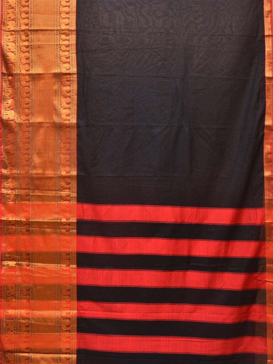Black Narayanpet Cotton Handloom Saree with Big Border Design np0720