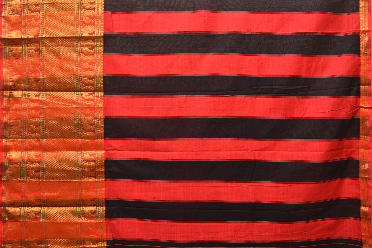 Black Narayanpet Cotton Handloom Saree with Big Border Design np0720