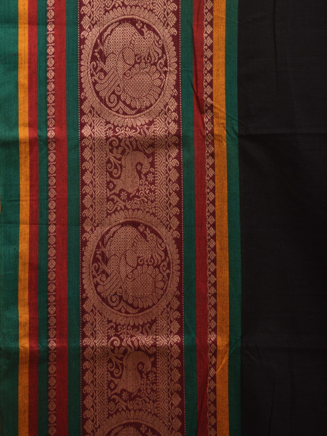 Black Narayanpet Cotton Handloom Saree with Border Design No Blouse np0942