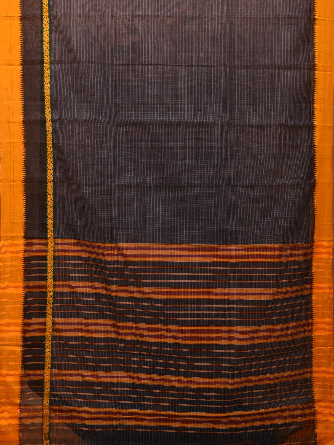 Black Narayanpet Cotton Handloom Saree with Checks Design No Blouse np0655