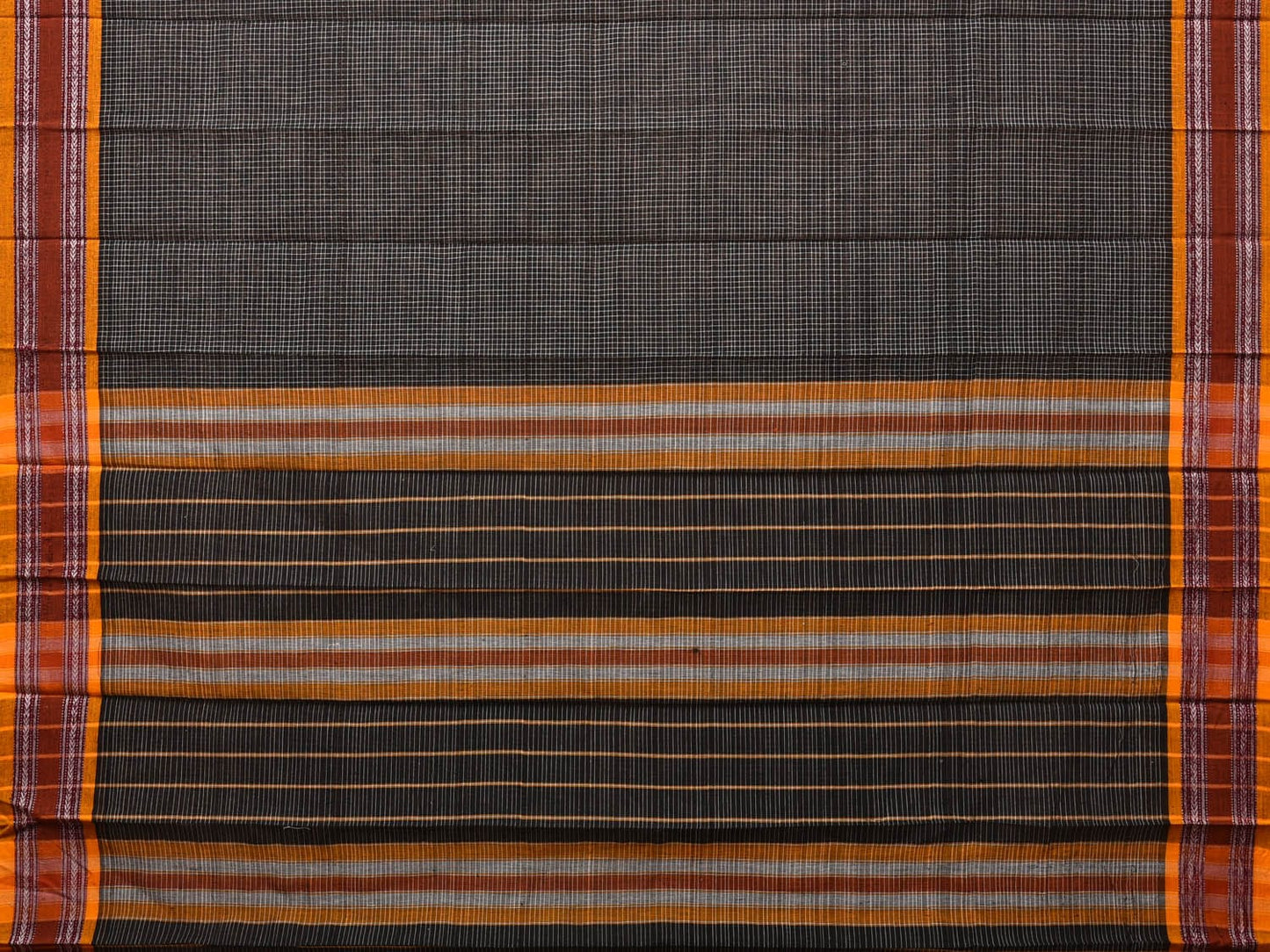 Black Narayanpet Cotton Handloom Saree with Checks Design No Blouse np0666