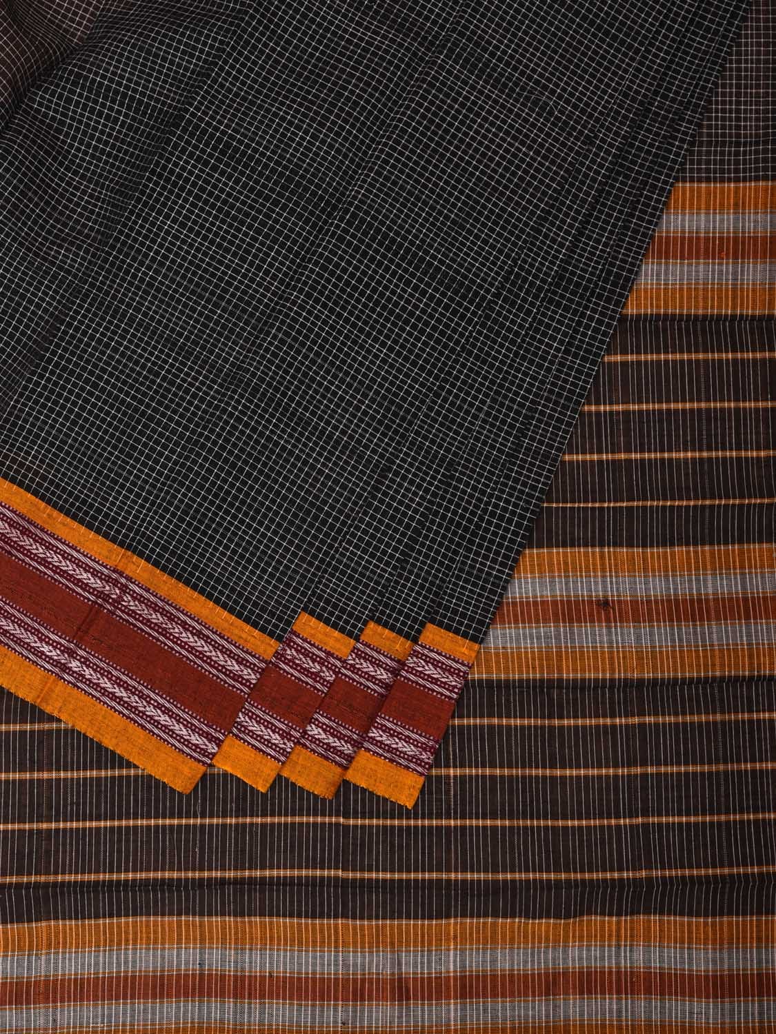 Black Narayanpet Cotton Handloom Saree with Checks Design No Blouse np0666