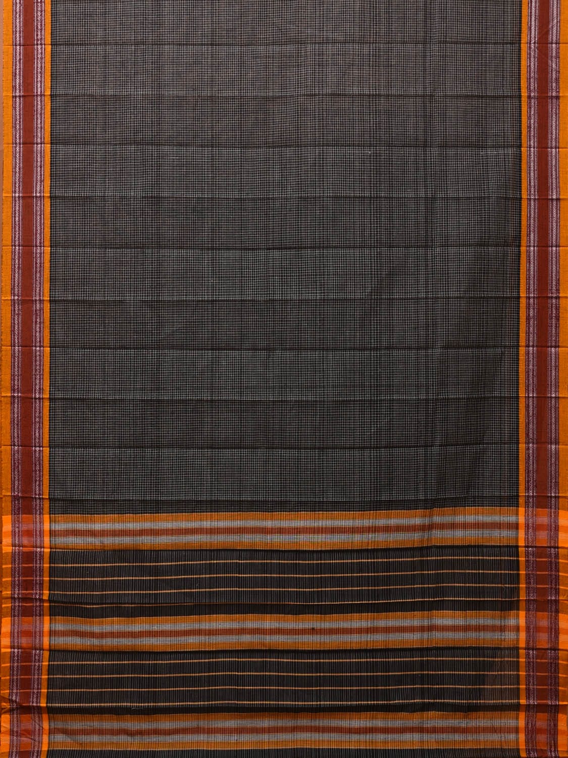 Black Narayanpet Cotton Handloom Saree with Checks Design No Blouse np0666
