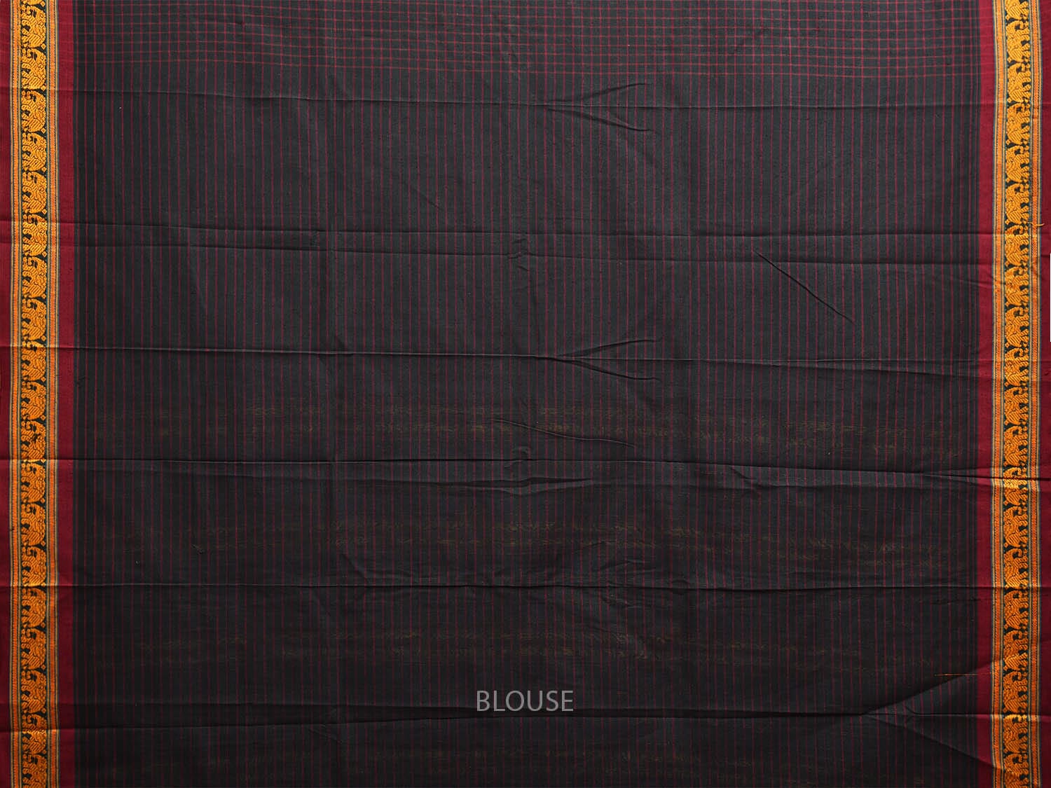 Black Narayanpet Cotton Saree with Checks and Border Design np1075