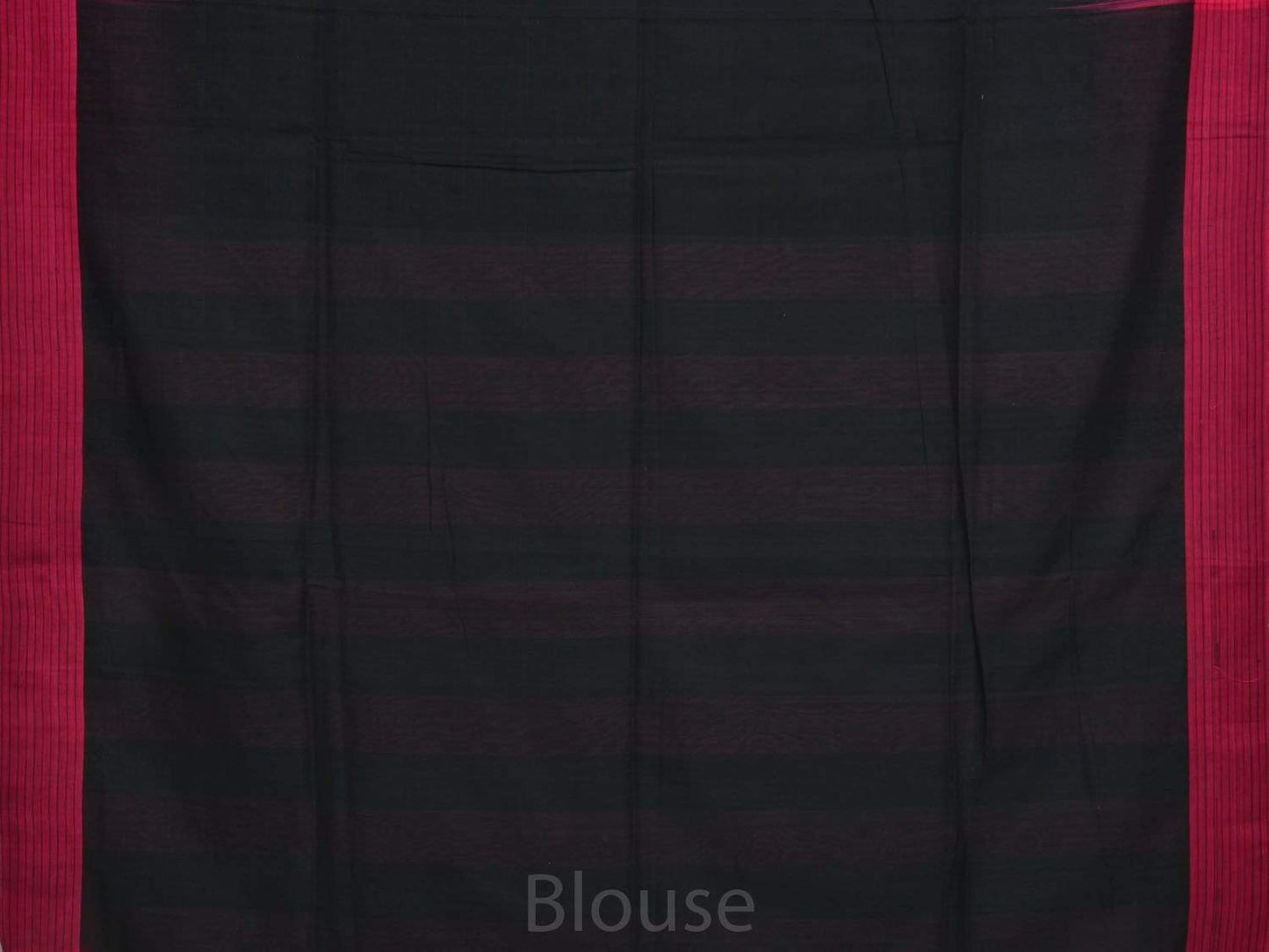 Black Organic Cotton Handloom Plain Saree with Small Checks Border o0259