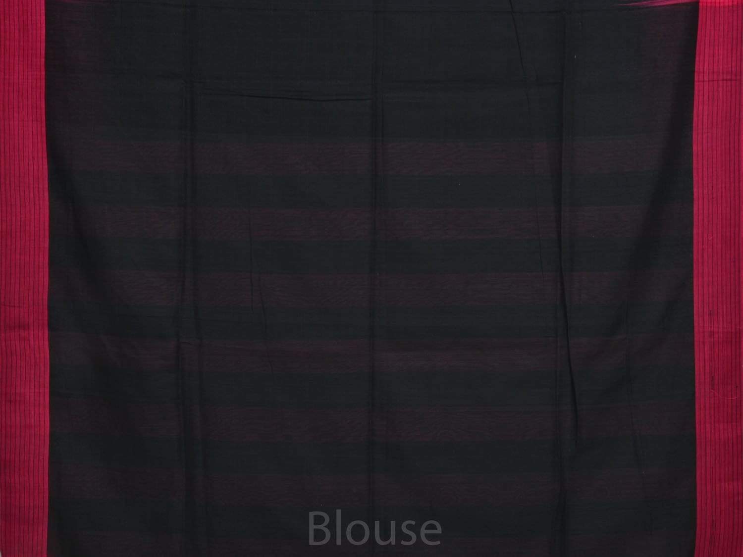 Black Organic Cotton Handloom Plain Saree with Small Checks Border o0259