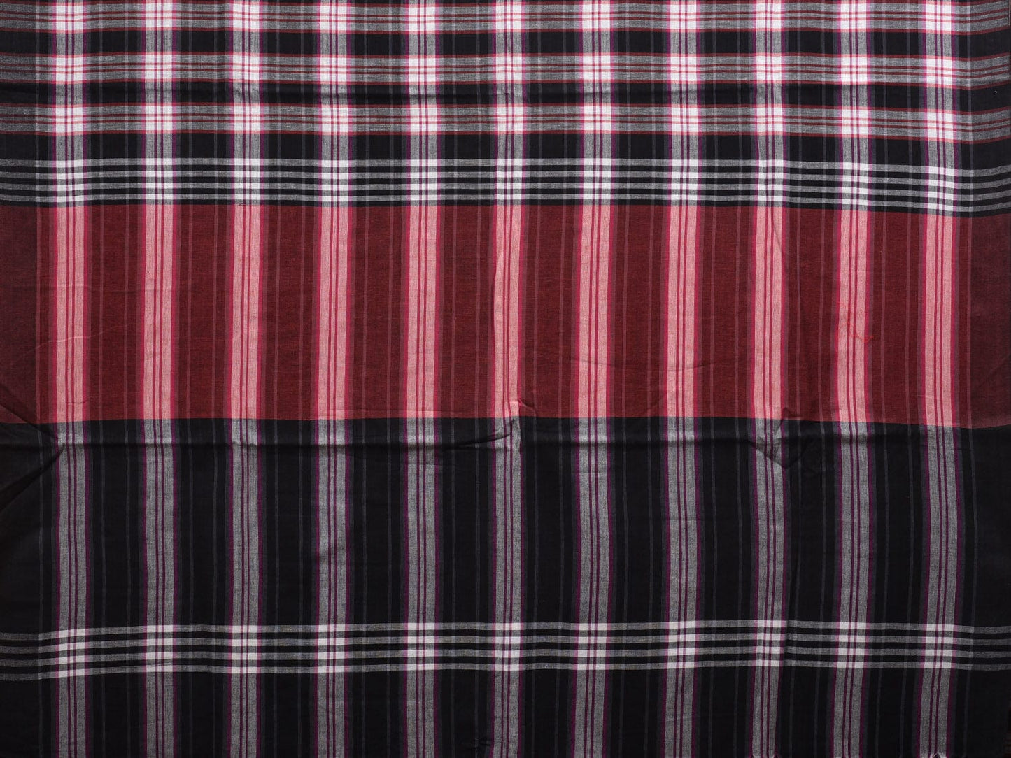 Black Organic Cotton Handloom Saree with Checks Design o0307