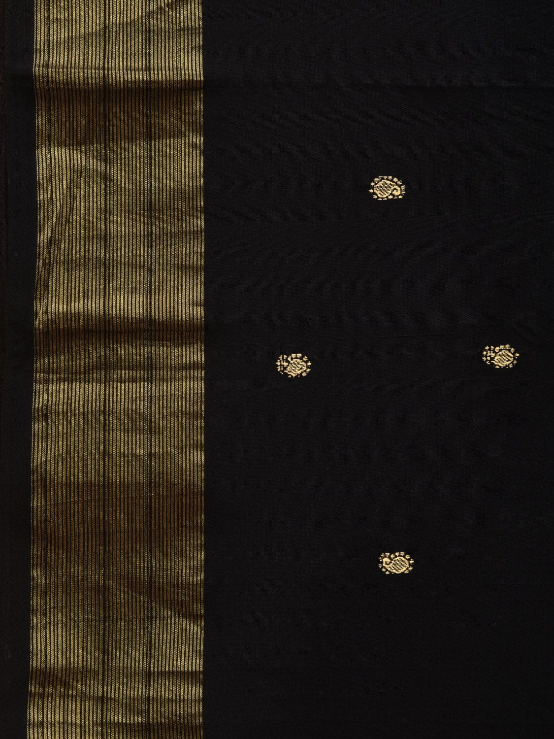 Black Paithani Cotton Handloom Saree with Peacocks Pallu Design p0456