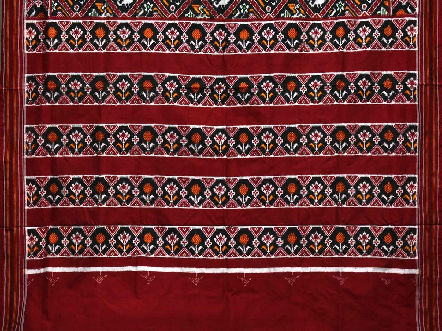 Black Pochampally Double Ikat Silk Handloom Saree with Narikunj Design i0583