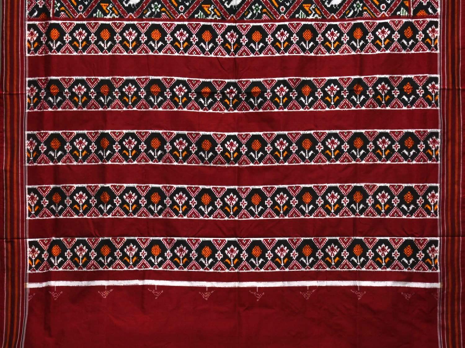 Black Pochampally Double Ikat Silk Handloom Saree with Narikunj Design i0583