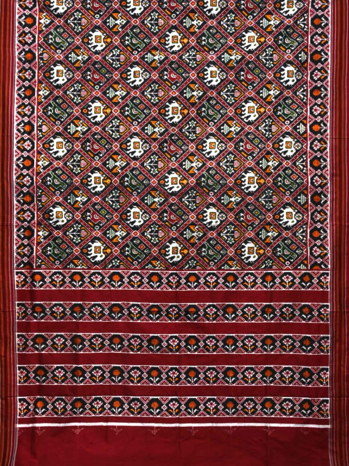 Black Pochampally Double Ikat Silk Handloom Saree with Narikunj Design i0583