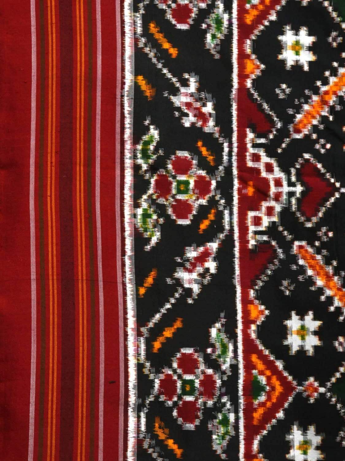 Black Pochampally Double Ikat Silk Handloom Saree with Panpatola Design i0580