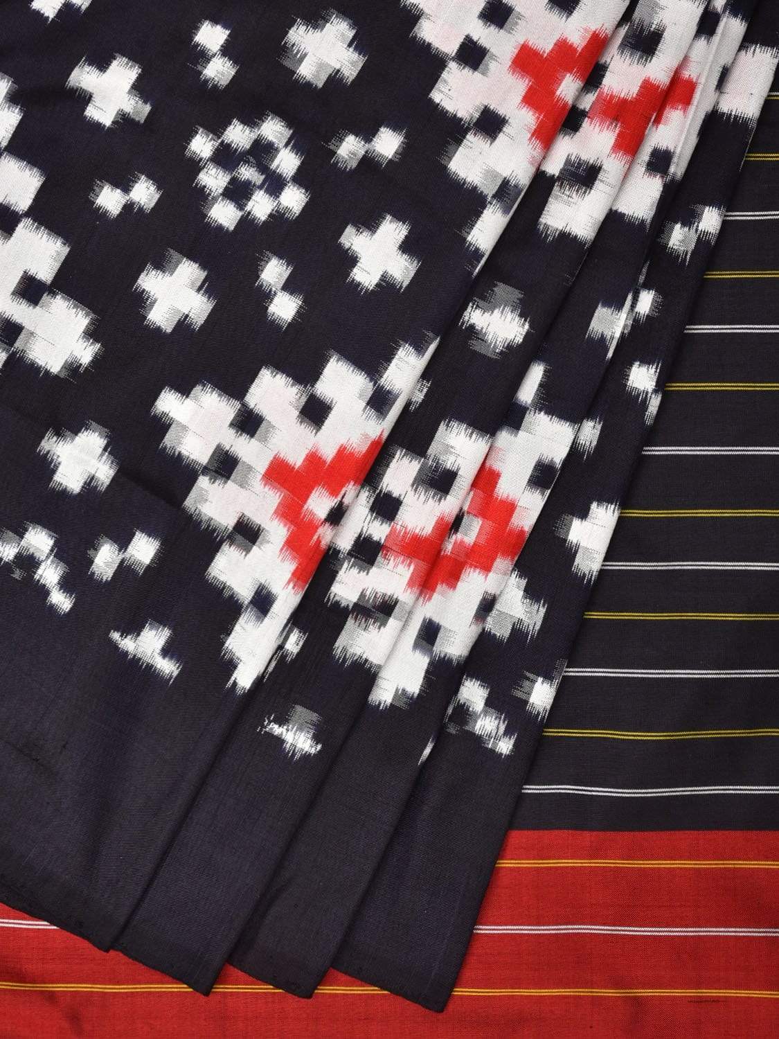 Black Pochampally Double Ikat Silk Handloom Saree with Telia Design i0593