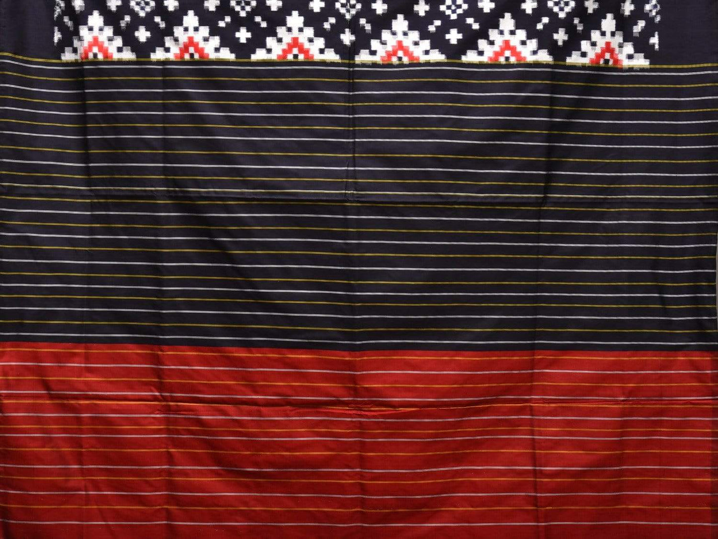 Black Pochampally Double Ikat Silk Handloom Saree with Telia Design i0593