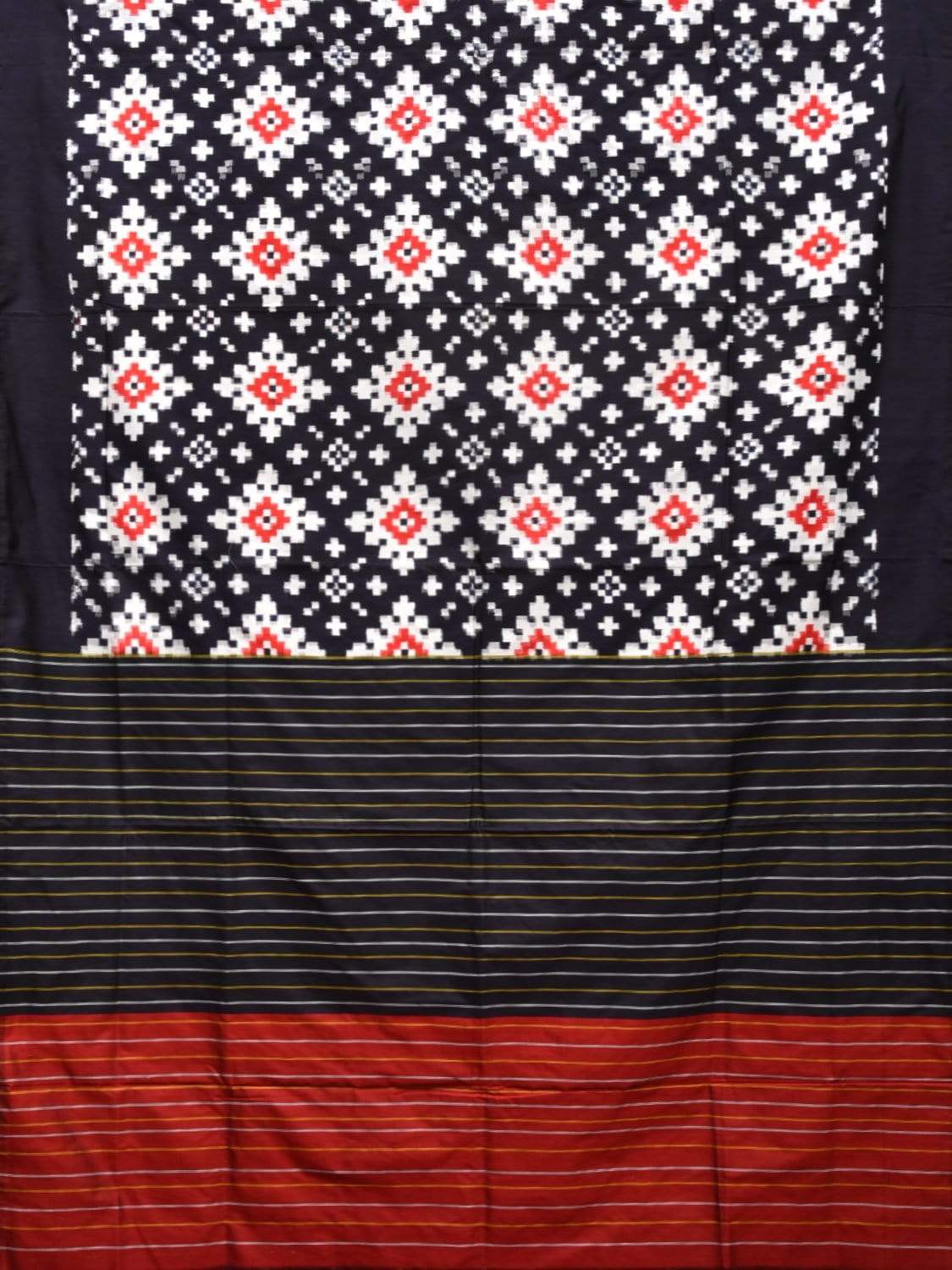 Black Pochampally Double Ikat Silk Handloom Saree with Telia Design i0593