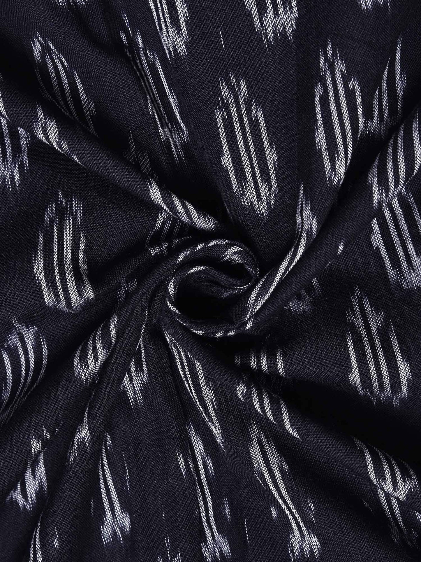 Black Pochampally Ikat Cotton Handloom 2.5mts Fabric With Buta Design F0118