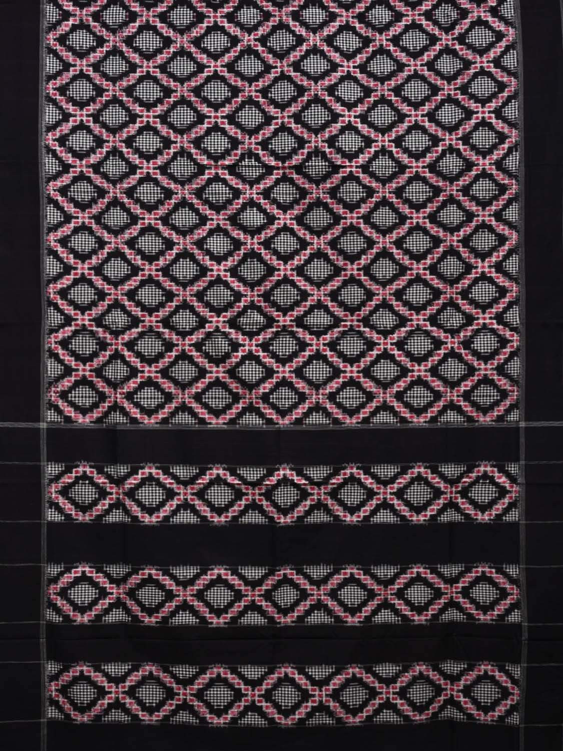 Black Pochampally Ikat Cotton Handloom Saree with Grill Design i0610