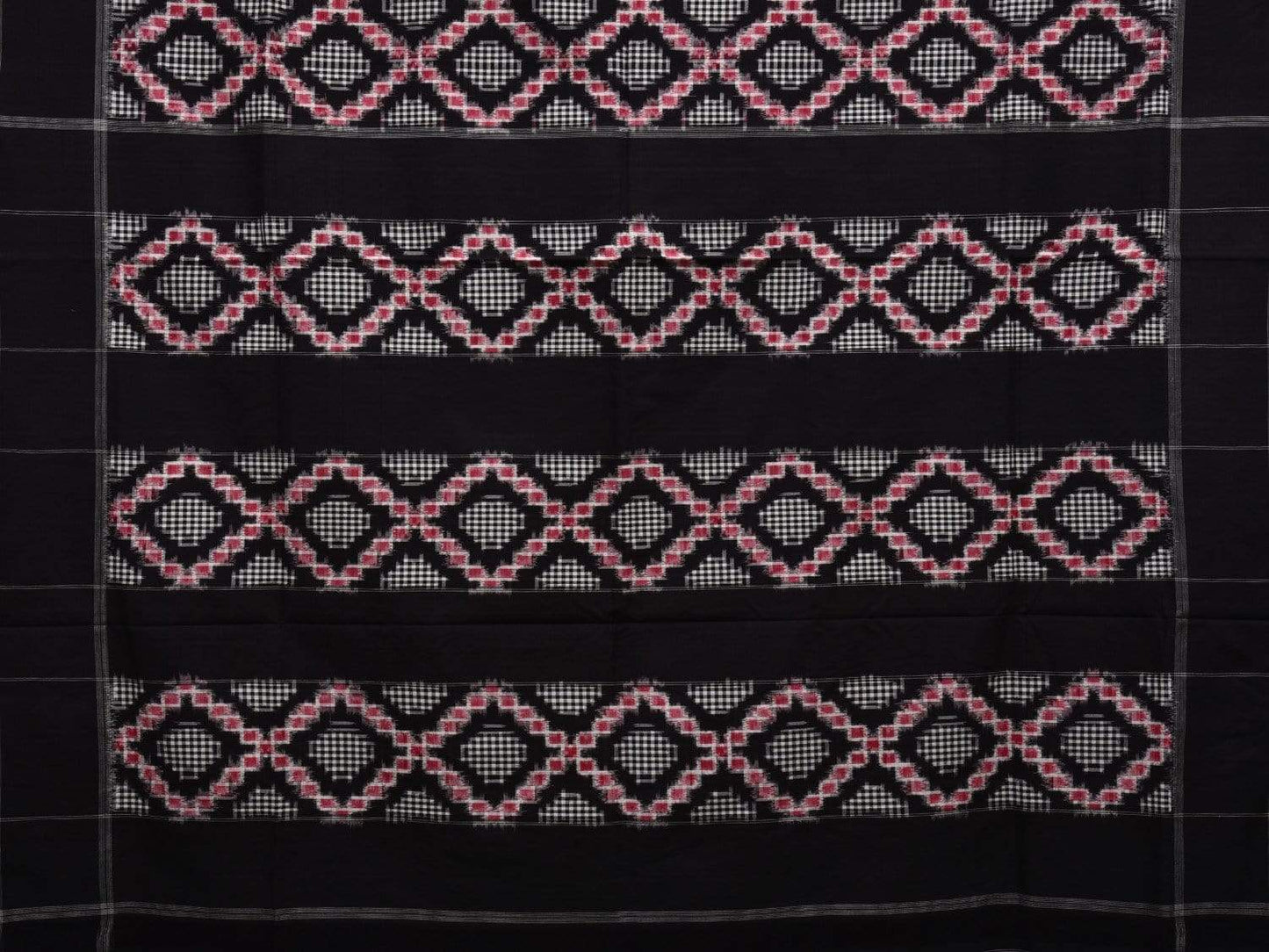 Black Pochampally Ikat Cotton Handloom Saree with Grill Design i0610