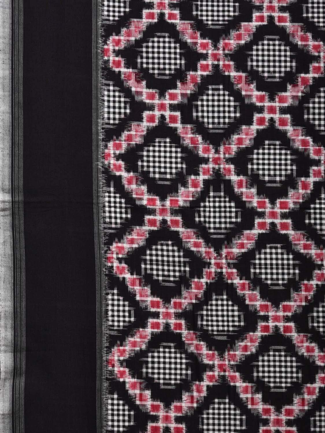 Black Pochampally Ikat Cotton Handloom Saree with Grill Design i0610