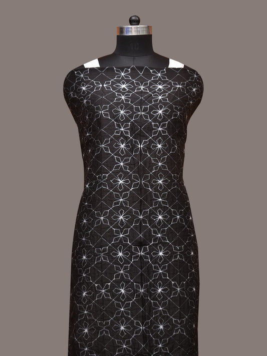 Black Shibori Cotton Handloom Fabric with Geometric Design f0239