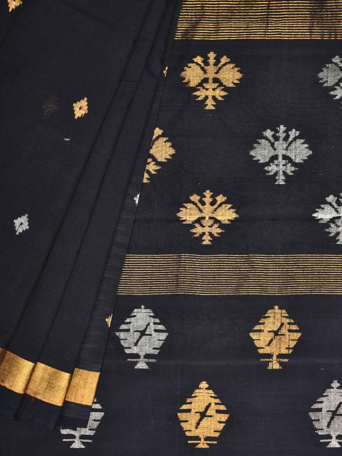 Black Uppada Cotton Handloom Saree with Assorted Buta Pallu Design u1632