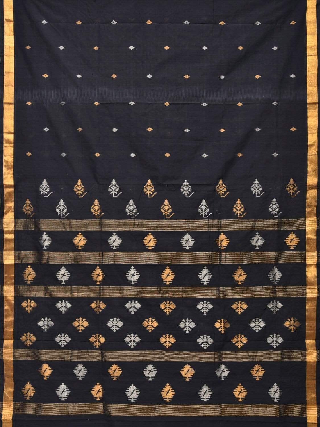Black Uppada Cotton Handloom Saree with Assorted Buta Pallu Design u1632