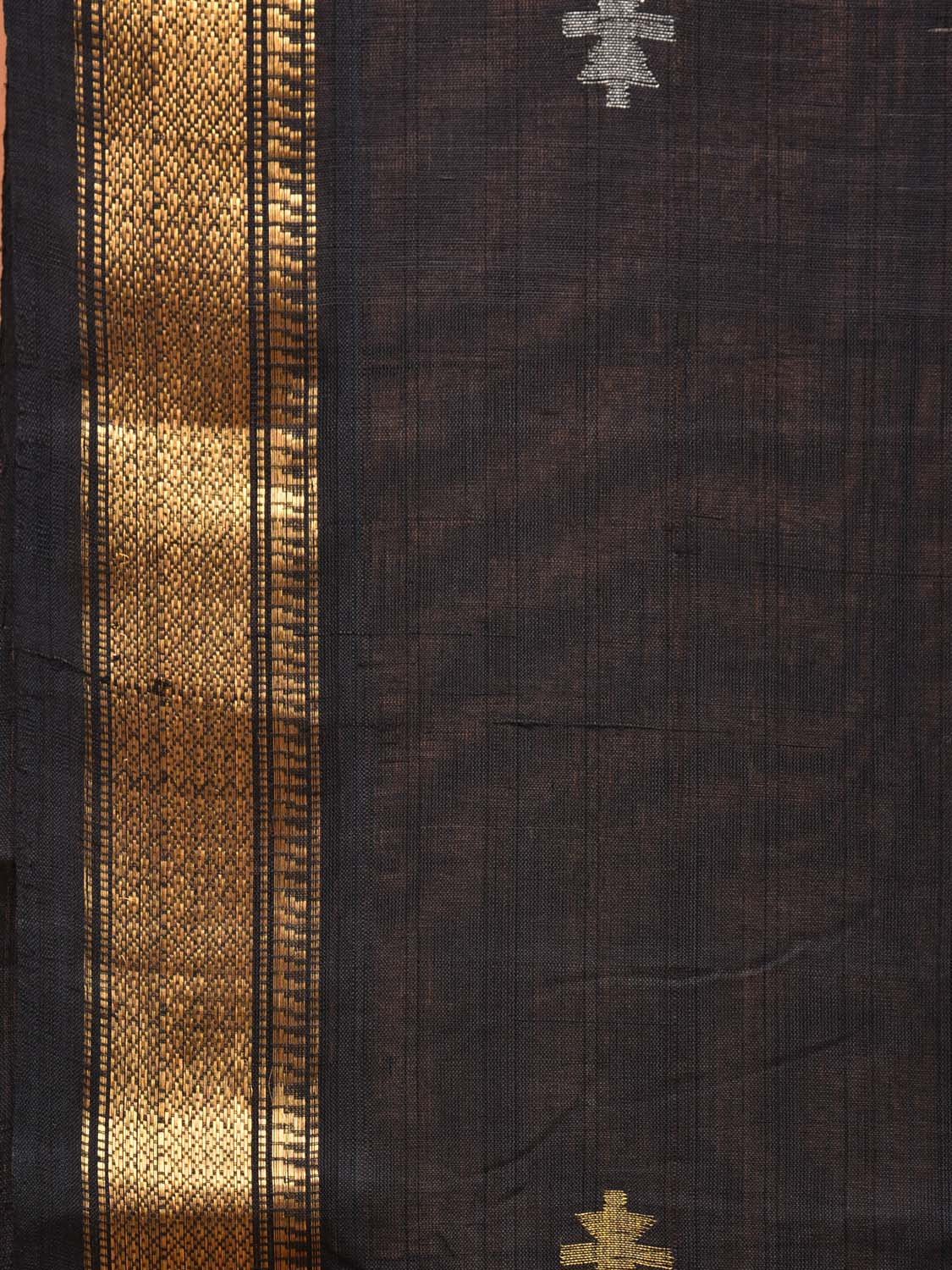 Black Uppada Cotton Handloom Saree with Jamdani Pallu Design u1989