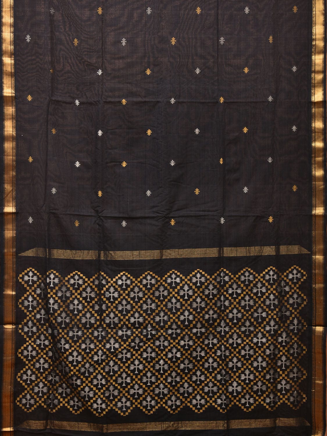 Black Uppada Cotton Handloom Saree with Jamdani Pallu Design u1989