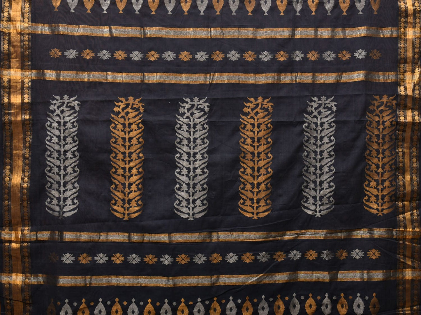 Black Uppada Cotton Handloom Saree with Karpur Pallu Design u1962