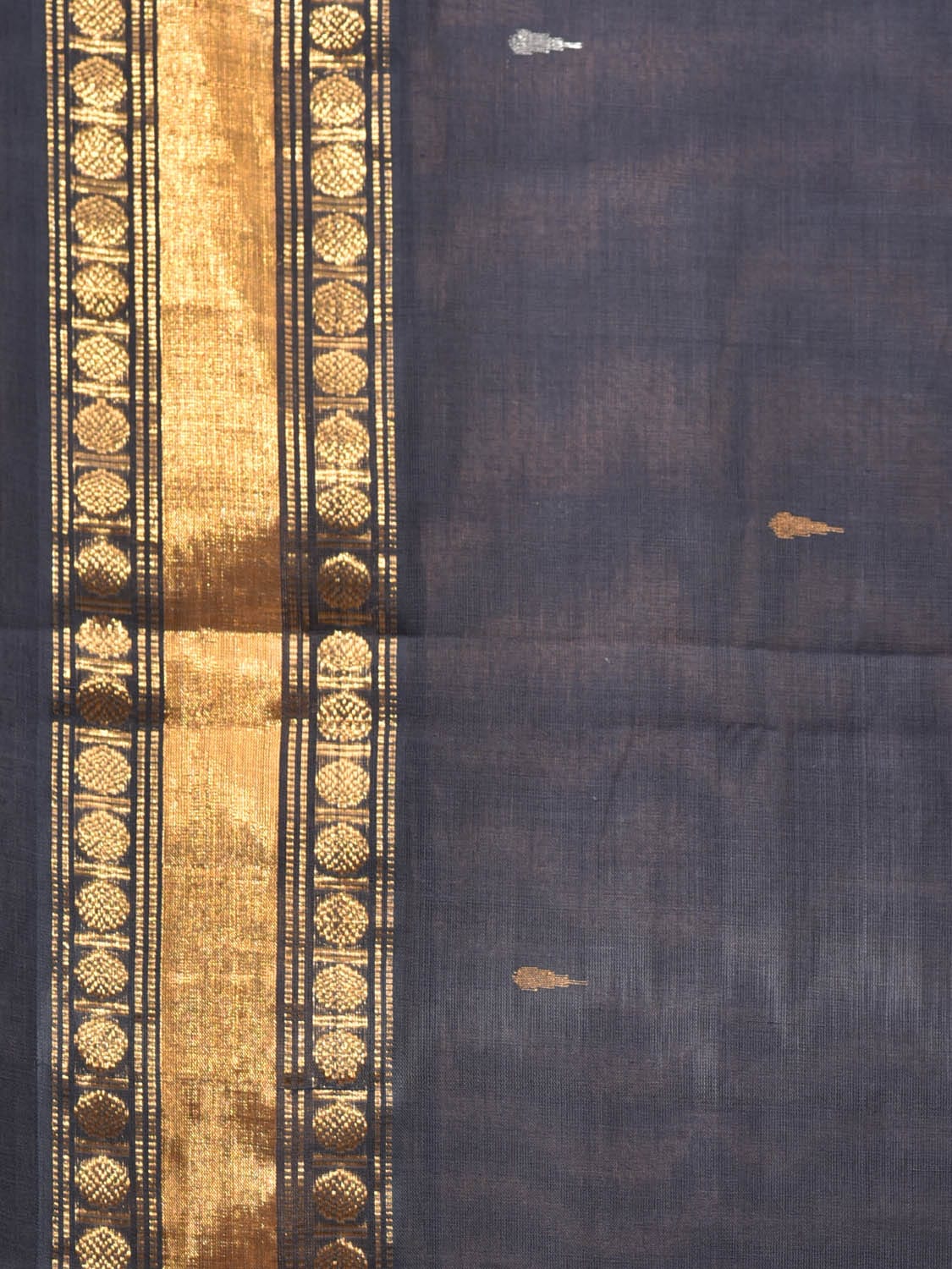 Black Uppada Cotton Handloom Saree with Karpur Pallu Design u1962