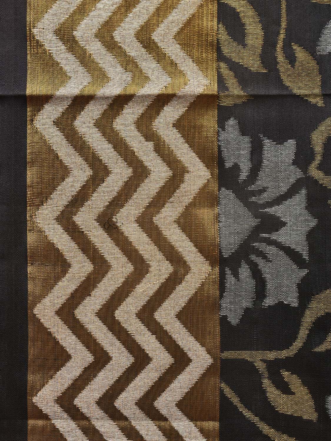 Black Uppada Silk Handloom Saree with All Over Floral Design u2131