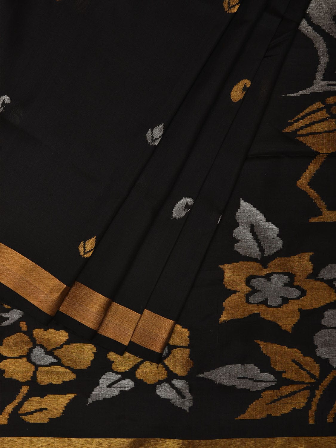Black Uppada Silk Handloom Saree with Birds and Floral Pallu Design u1971