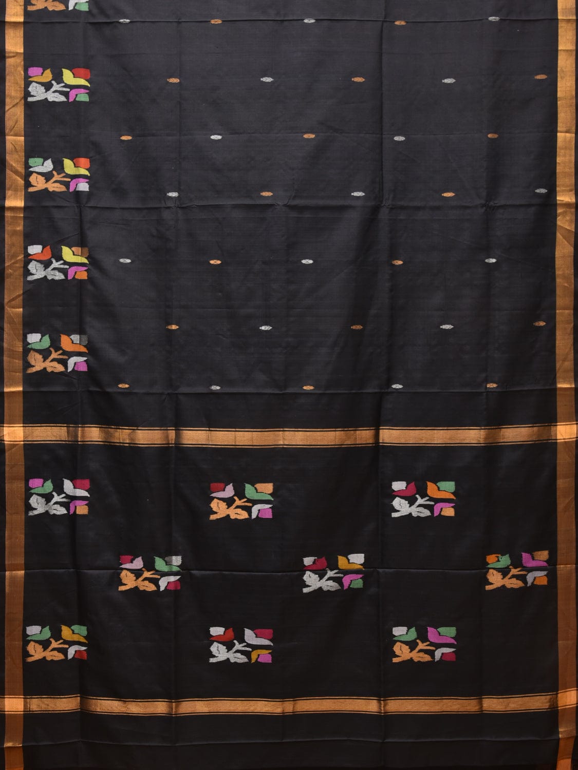 Black Uppada Silk Handloom Saree with Border and Pallu Buta Design u2088
